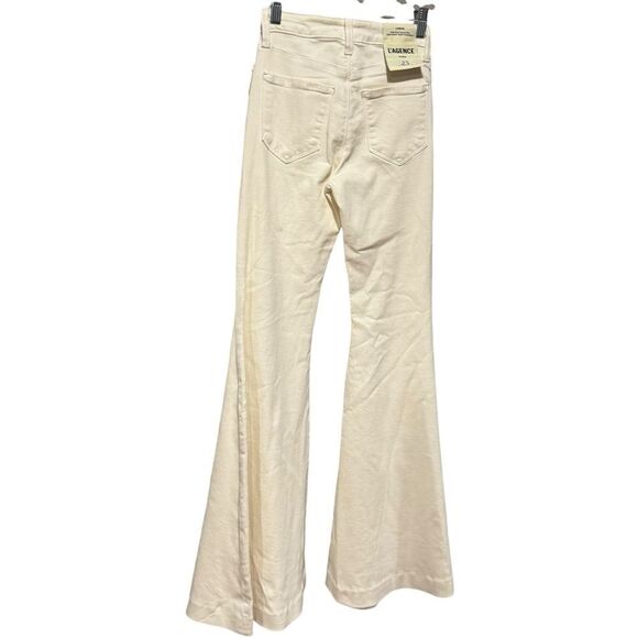 Revolve L'Agence Lorde Super High Rise Flare Jeans in Vintage White Size 23 - Picture 6 of 10